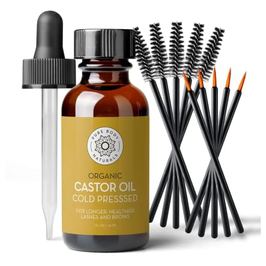 Organic Castor Oil for Eyelashes and Eyebrows with Applicator Kit, Brow and Eyelash Growth Serum by Pure Body Naturals, 1 fl oz