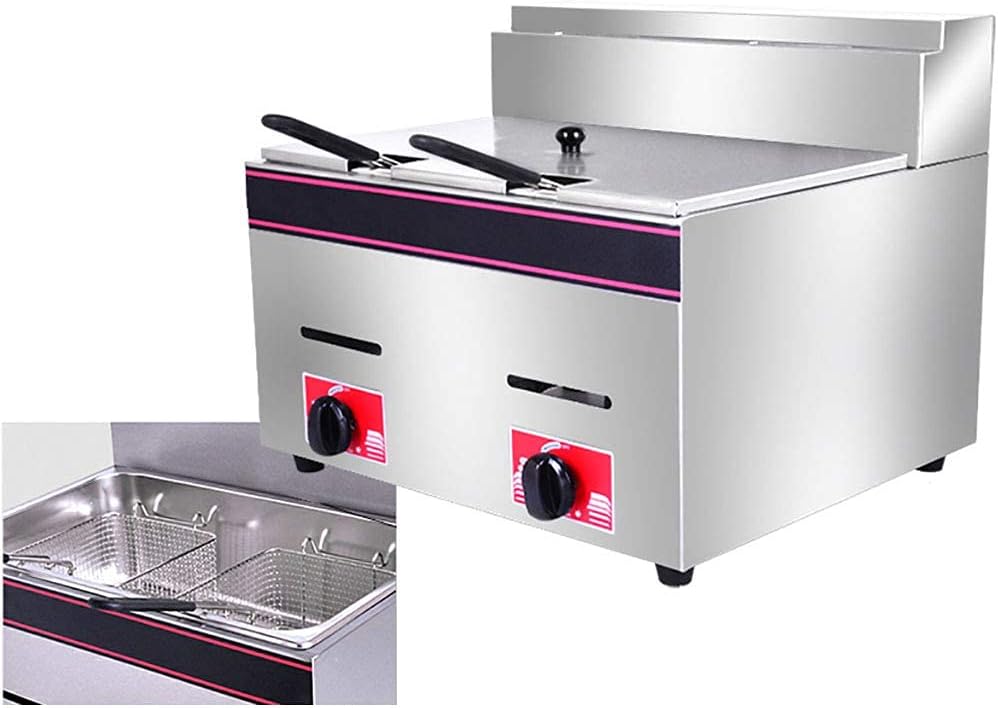 20L Stainless Steel Deep Fryer Gas Fryer Multi-Function Home Fryers With 2 Frying Baskets Deep Fryer Fryer