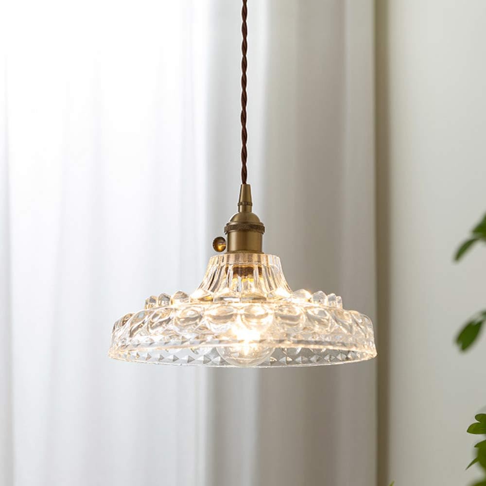 Suspension pour chambre en verre transparent pour un éclairage doux