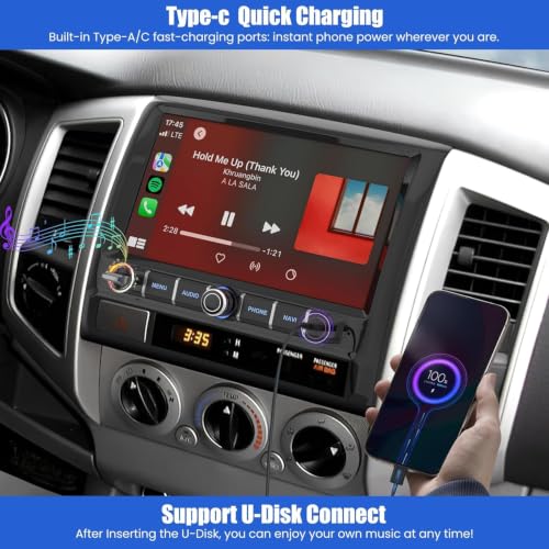 Image of Car Radio with Quick Charging for Toyota Tacoma 2005-2015 Support U-Disk