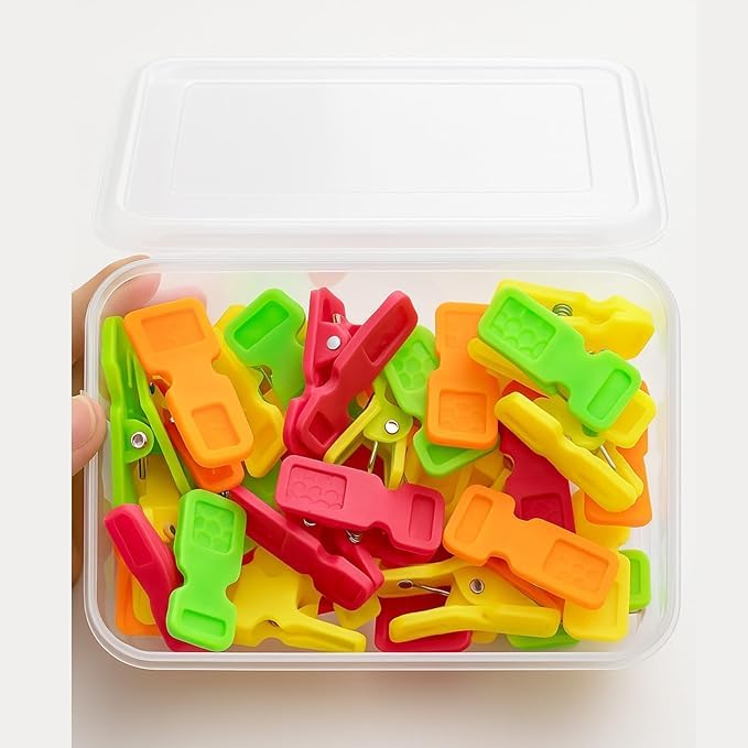 Image of PulGos 24 Pcs Cloth Clips with Storage Box | Heavy Duty Build Laundry Pegs | Wind Resistant Strong Grip | Clothes Pins for Drying & Hanging| Multipurpose Clips for Indoor & Outdoor Use | Plastic Clips