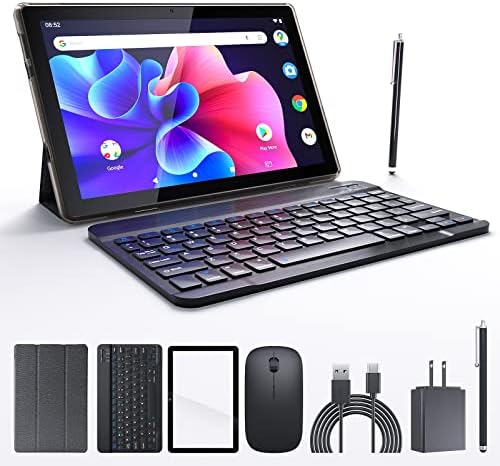 2 in 1 Tablet, 10 inch Android 11.0 Tablet with Keyboard, 4GB RAM+64GB ROM+512GB Expandable Computer Tablets PC, IPS Screen, 2+8MP Dual Camera, WiFi, BT, Google Certified Tableta