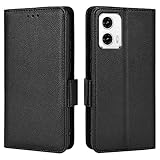 Topme Custodia in Pelle per Motorola Moto g73 (6.5" Inches), [ Cover per Telefono Serie Modello Litchi Semplice] - Nero