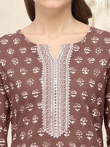Image of MIRCHI FASHION Pure Cotton Straight Kurta Set with Dupatta | 3 Piece Ethnic Kurta Pant Set Office Wear Salwar Kurta Set for Women