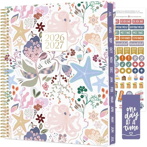 bloom daily planners 2026-2027 (8.5 x 11) Academic Year Day Planner (July 2026 - July 2027) - 13 Months Weekly & Monthly Agenda Organizer with Stickers & Tabs - Seaside Whimsy
