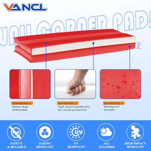 Image of Wall Corner Padding Red Wall Corner Guards Heavy Duty Wall Corner Edge Protector Wall Cushion Mats Waterproof Durable 2 Sides Wall Corner Pads for Safety