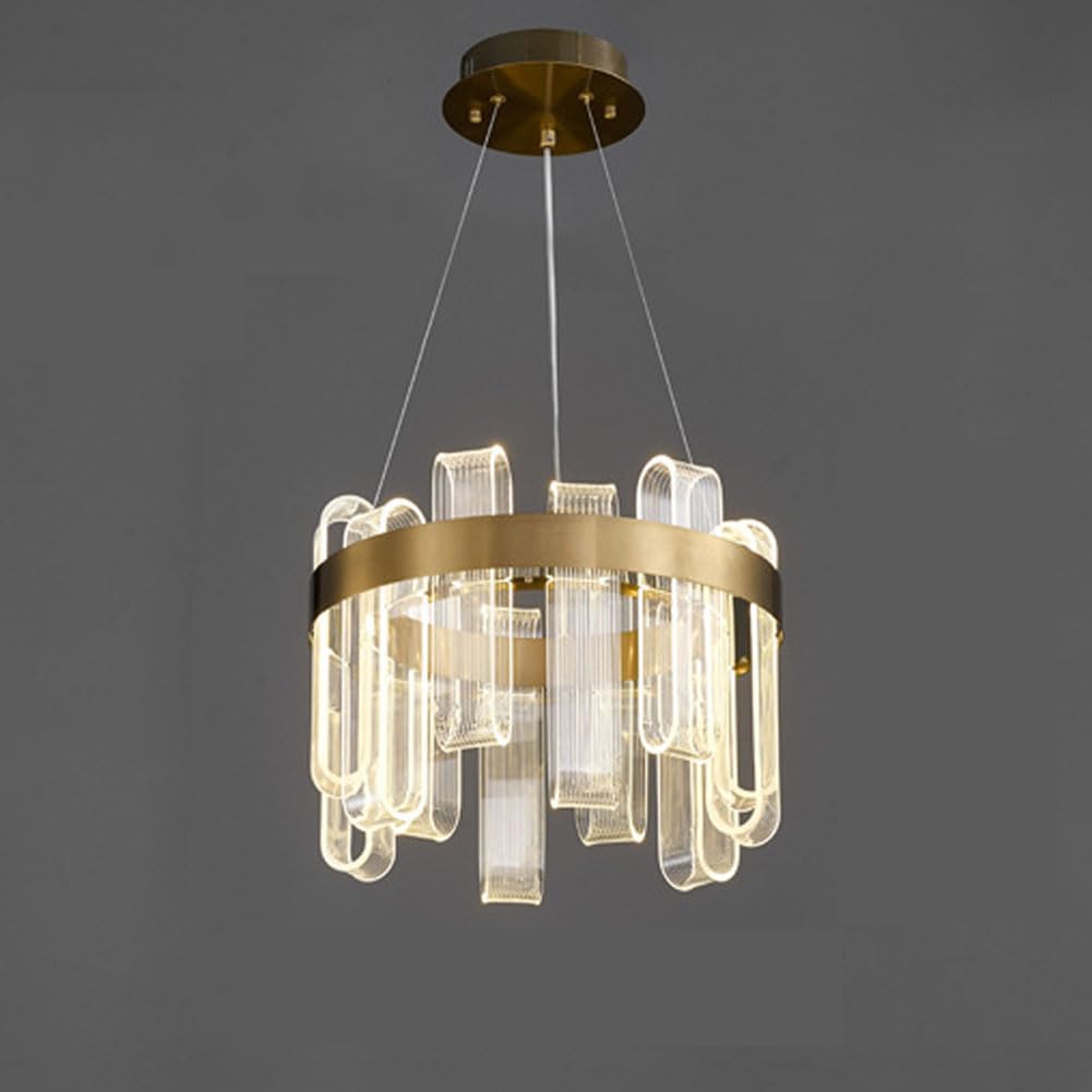 KXEcoLife LED creative light luxury chandelier, modern guide plate design simple study light, for living room dining bedroom,40cm