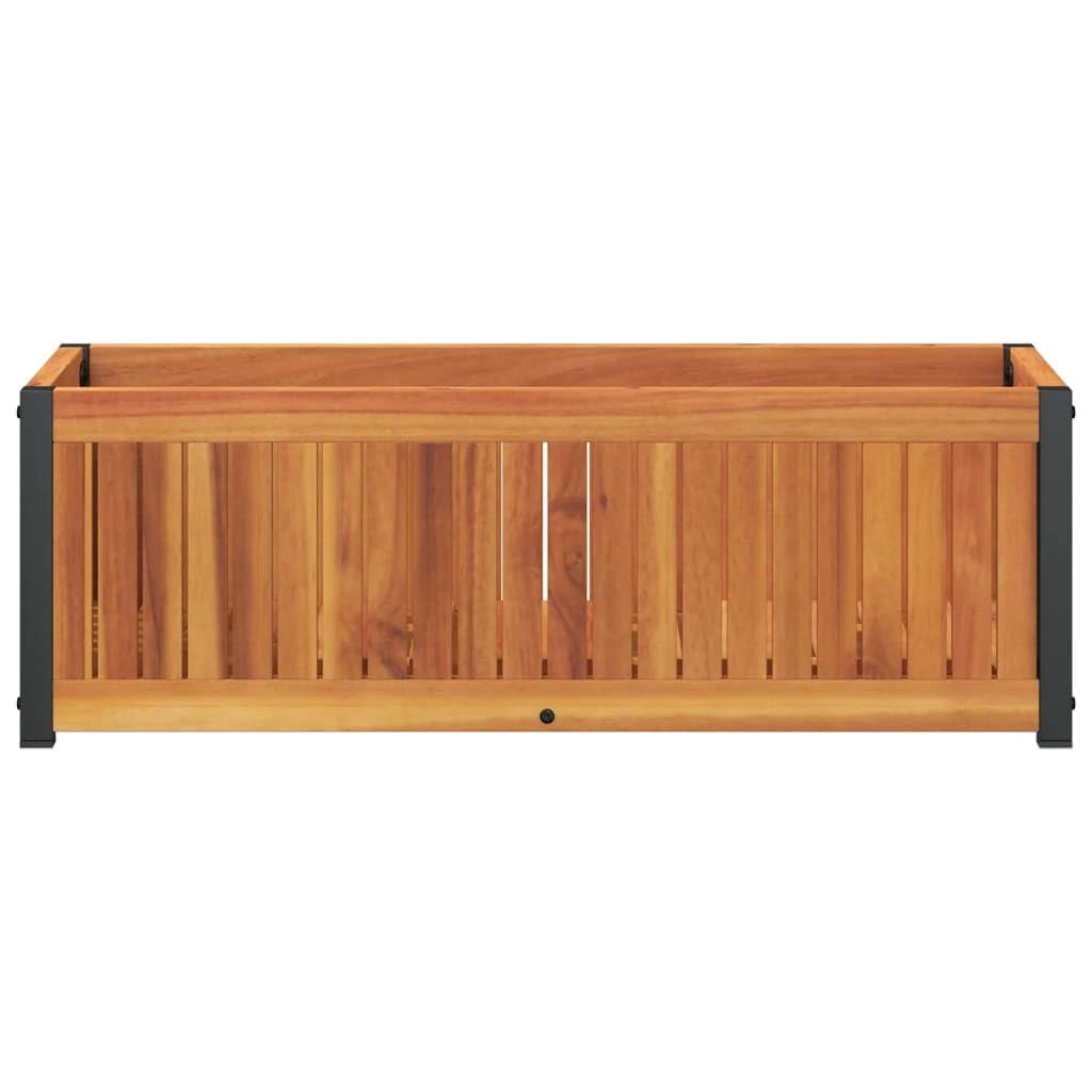 vidaXL Jardinière 80x30x27,5 cm Bois Massif d'acacia et Acier, jardinière d'extérieur, bac à Fleurs, bac à Pommes de Terre, jardinière de terrasse
