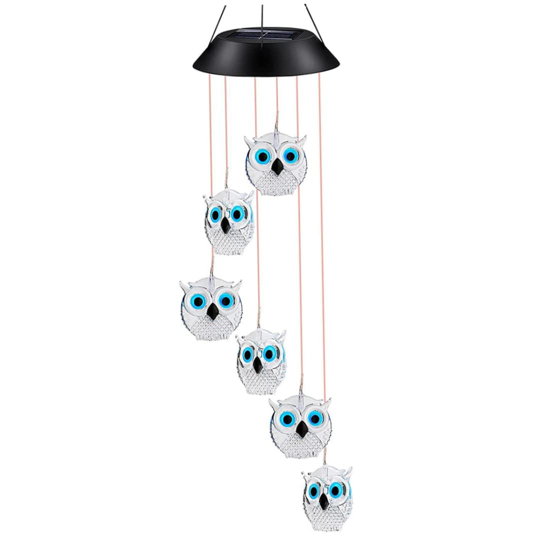 Owl LED Solar Wind Chimes LED Solar Wind Chime Lights Color Changing Owl Hanging Lamp Outdoor Garden Decorative Lights
