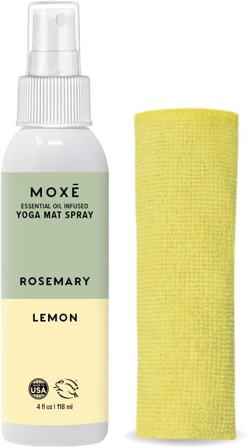 Yoga Mat Cleaner, Green America Certified, Rosemary and Lemon Essential Oils, Safe for All Mats and Exercise Equipment, 4 Oz (1 Pack)
