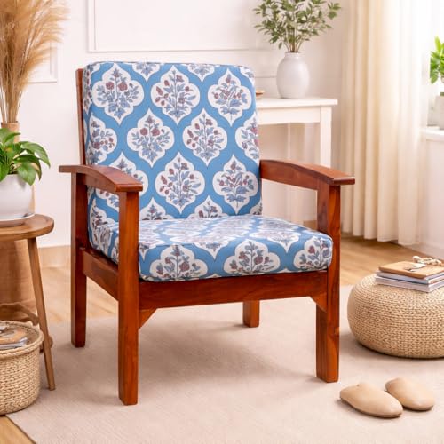Image of STITCHNEST 'Contour Fit Series' Stretchable Printed Wooden Sofa Cover (Pack of 6) - Elastic Wooden Chair Cover | Wooden Sofa Seat Cover | Size - 20-21 x 20-21 x 3-5 in