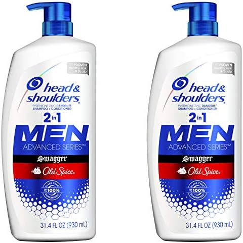 Head and Shoulders Shampoo and Conditioner 2 in 1, Anti Dandruff Treatment and Scalp Care, Old Spice Swagger for Men, 31.4 Fl Oz, Pack of 2
