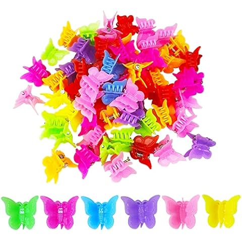 Mandalahuang Hair Clip, 100 Pcs Butterfly Hair Clips for Girls, Pastel, Rainbow, Mini Hair Clips for Toddlers Cover