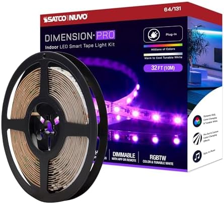 Nuvo Lighting 64/131 Dimension Pro - 30W LED Tape Light with Plug Connection in Utilitarian Style-393.7 Inches Length and 0.47 Inches Wide