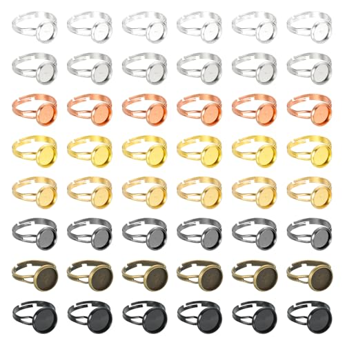 Base de bague vierges pour fabriquer bijoux réglables colorés