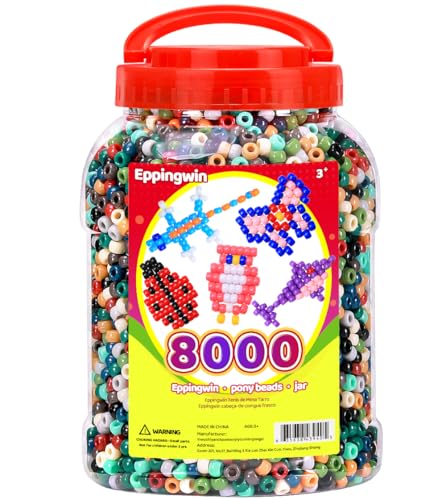 Pony Bead Kit 8000+pcs 6x9mm Earth-Tone Beads in Bucket