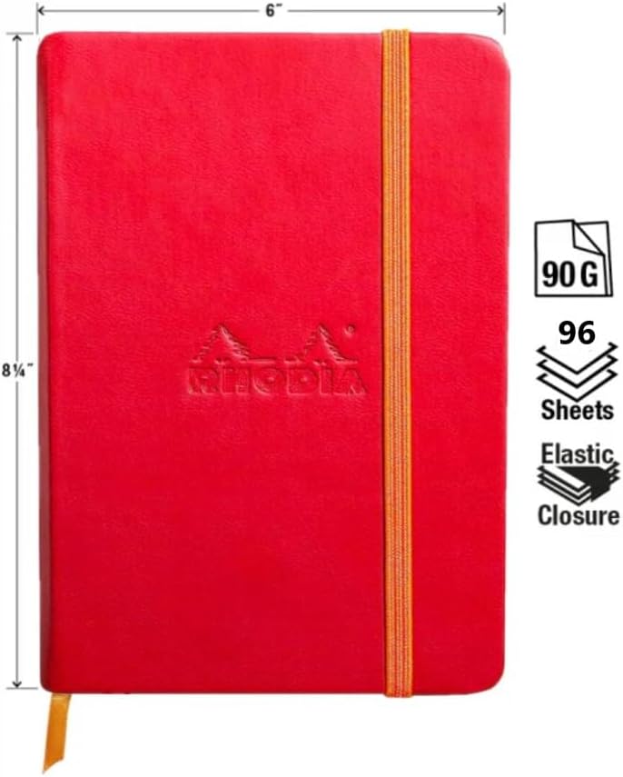 Rhodia Rhodiarama Webnotebook - Lined 96 sheets - 5 1/2 x 8 1/4 - Poppy Cover (118753C)