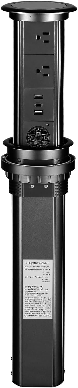 Intelligent Motorised Pop-Up Socket Surge or Power St Retractable Power St with USB Charging Stations for Kitchen Counter, Conference Room