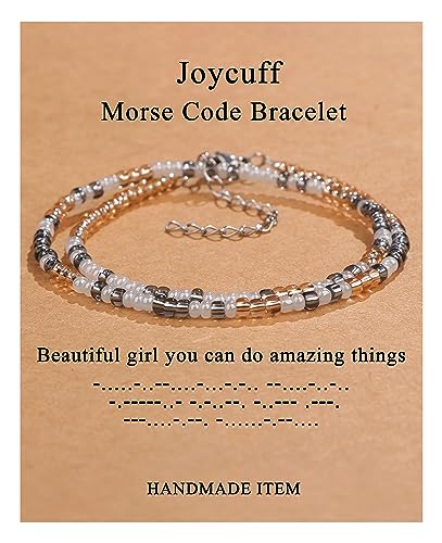 JoycuFF 𝗠𝗼𝗿𝘀𝗲 𝗖𝗼𝗱𝗲 𝗕𝗿𝗮𝗰𝗲𝗹𝗲𝘁𝘀 𝗳𝗼𝗿 𝗪𝗼𝗺𝗲𝗻 Inspirational Gifts Beads Bracelets for Women Encouragement Birthday Gifts for Daughter Sister Niece Granddaughter Mom Best Friend