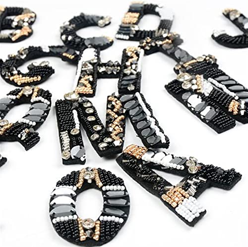 YUNSI Lettre de Strass Perles Anglais Alphabet Lettre Applique 3D Coudre sur des Lettres Patch for Les Sacs de vêtements Chaussures Badge pâte (Size : 23) Cover