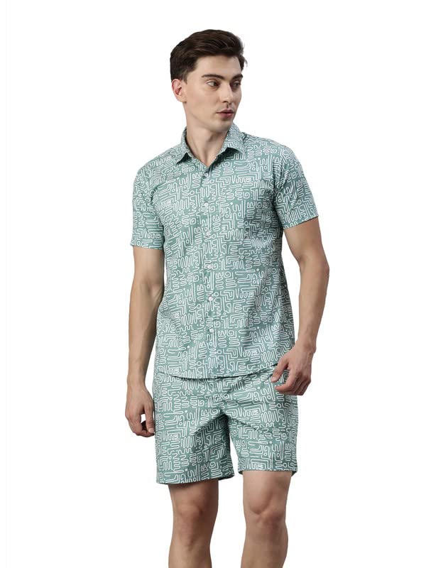 JOVEN Men's Printed Grey Abstract CO-Ords Set,100% Cotton,Super Soft Ultra Light Fabric,Comfort Fit,Machine Wash,Unique Designs,Casual wear,Highly Durable,Sleep wear