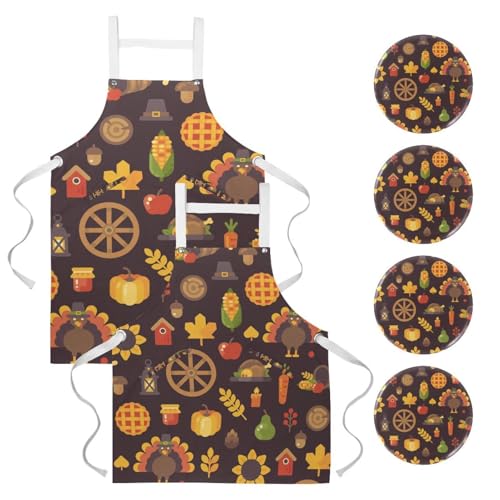 Lot de 2 tabliers de cuisine avec poches et broches pour bistrot