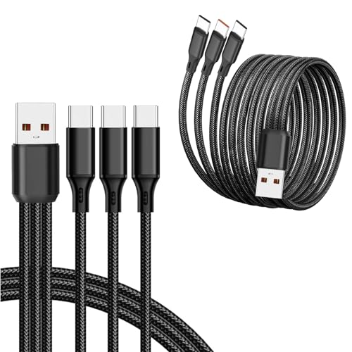 UCEC 2-Pack USB C Multi Charging Cable, 3 in 1 Braided Nylon USB-C Splitter Charging Cord with 3 Type C Compatible with Samsung Galaxy for Pixel for Huawei for LG Tablets, USB to USB C Cable 3.9FT