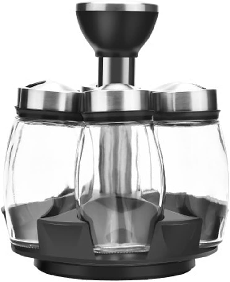 VIDI Kitchen Jars For Spices Rotating Glass Cruet Seasoning Jar Set BBQ Pepper Salt Shakers Paprika Bottle Storage Rack