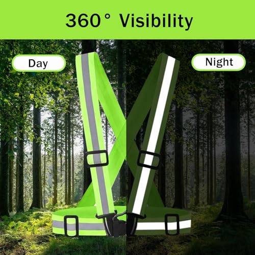 Flearitzo Warnweste Fahrrad Reflektorweste Einstellbar Sicherheitsweste Leicht Hohe Sichtbarkeit Leuchtweste für Laufen,Radfahren,Wandern und Motorradfahren(Grün)