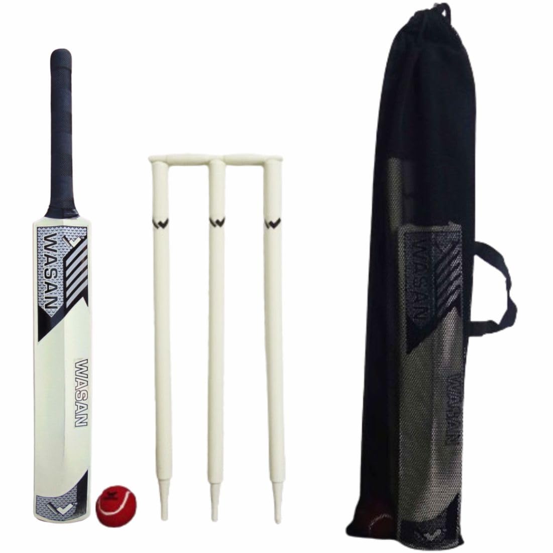 WASAN Wood Cricket Set Size 5 (10-16 Years), 1 Bat Size 5, 3 Stumps, Bails, 1 Tennis Ball, 1 Bag-image-24