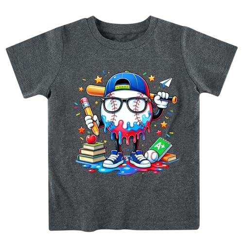 Lovekider Boys 4T Baseball Shirt, Cotton Short Sleeve Dark Gray T-Shirt