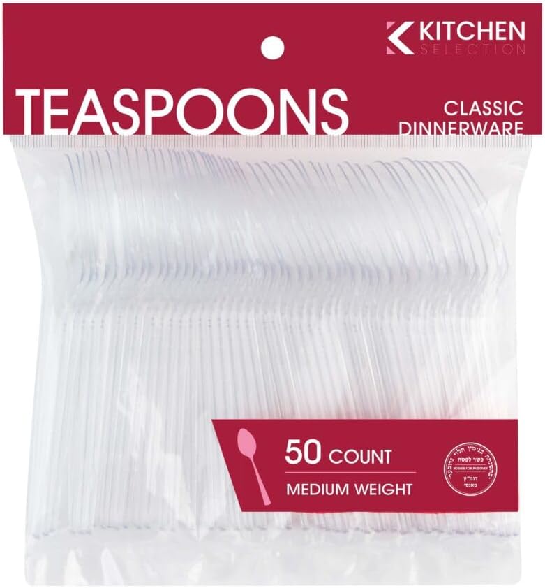 Clear Teaspoon, Plastic, Medium Weight, Case of 1200 (24 packs x 50)