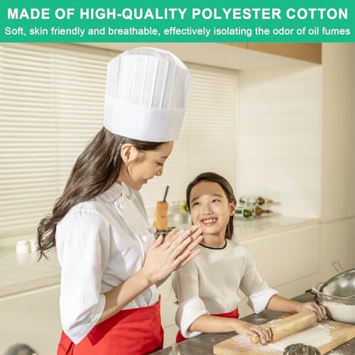 Ksvaye 10 Stück Kochmütze Einweg Kochhut Chefkoch Mütze Erwachsene Unisex Bäckermütze Kochhaube für Herren Damen Küche Hotel Backen Restaurant Kochen (Weiß)