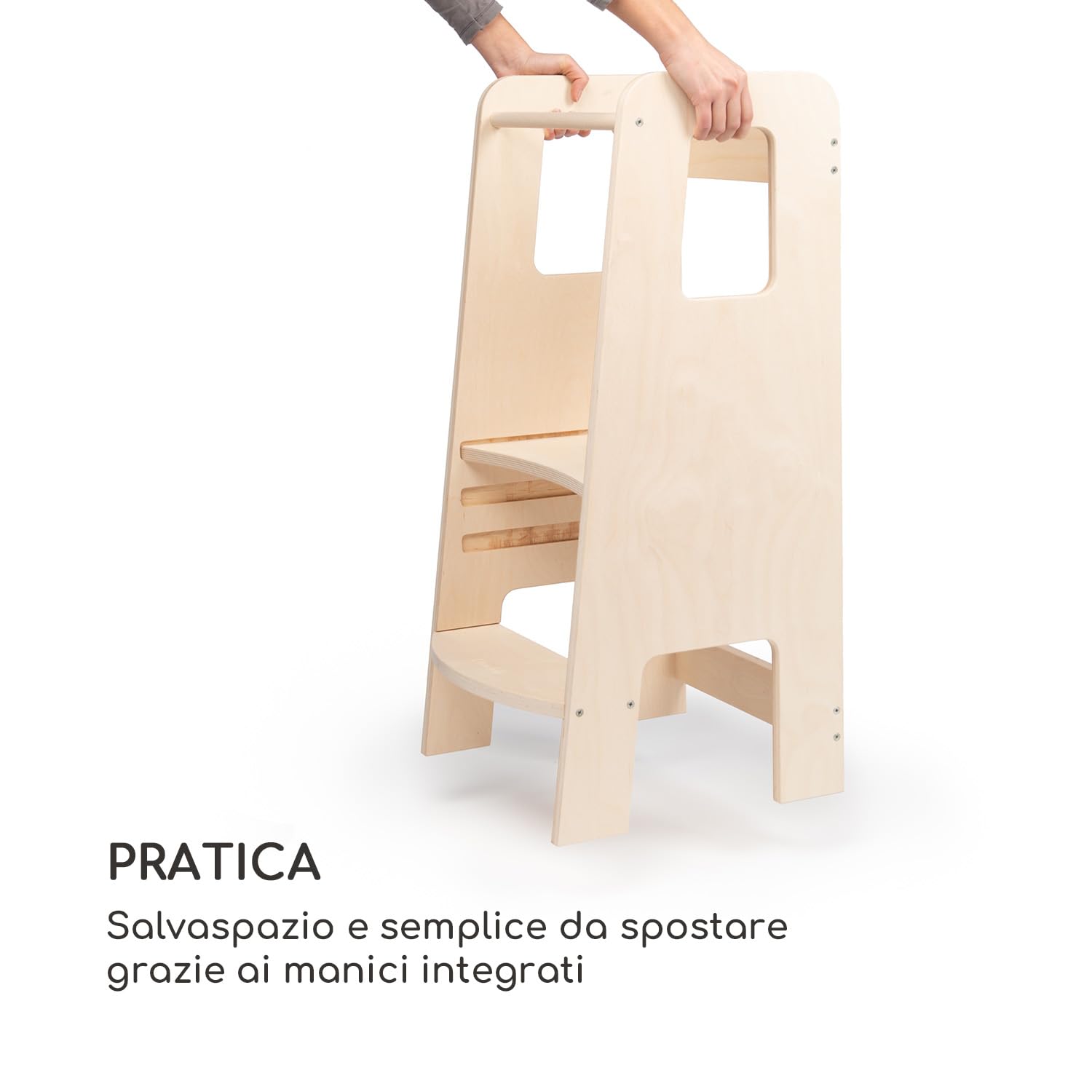 Moblì® Naturalna Wieża Montessori z Regulowanymi Półkami Drewniana Toscana
