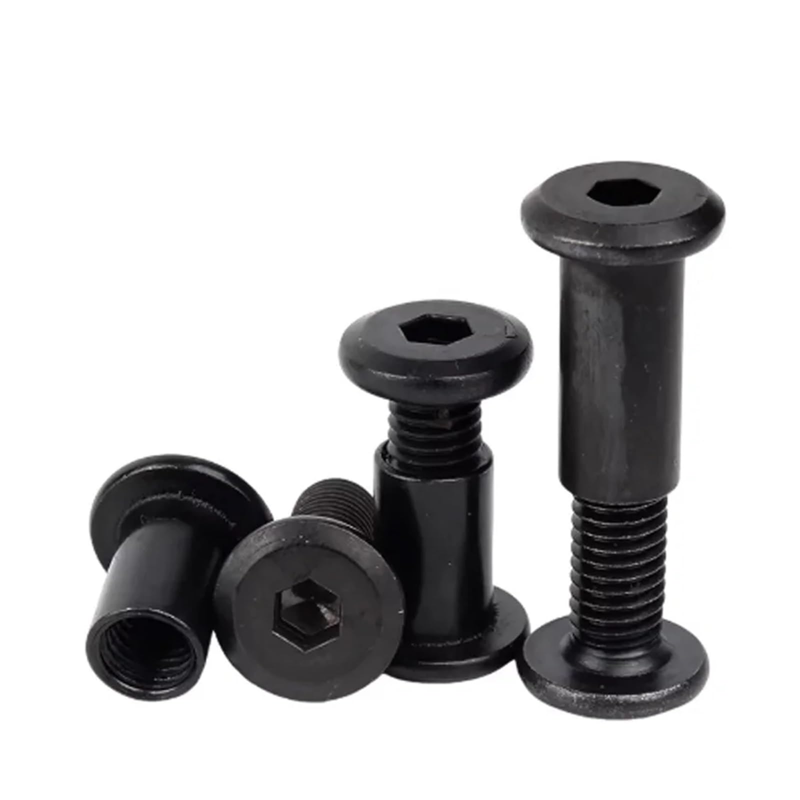 Juego De 10-50 Pernos Conectores for Muebles M6 M8, Tuercas Ciegas, Tornillos Cabeza Plana, Perno Con Hexagonal, Tuerca Manga Junta Inserción, Acero Al Carbono Negro(8x18mm-8x35mm(20set))