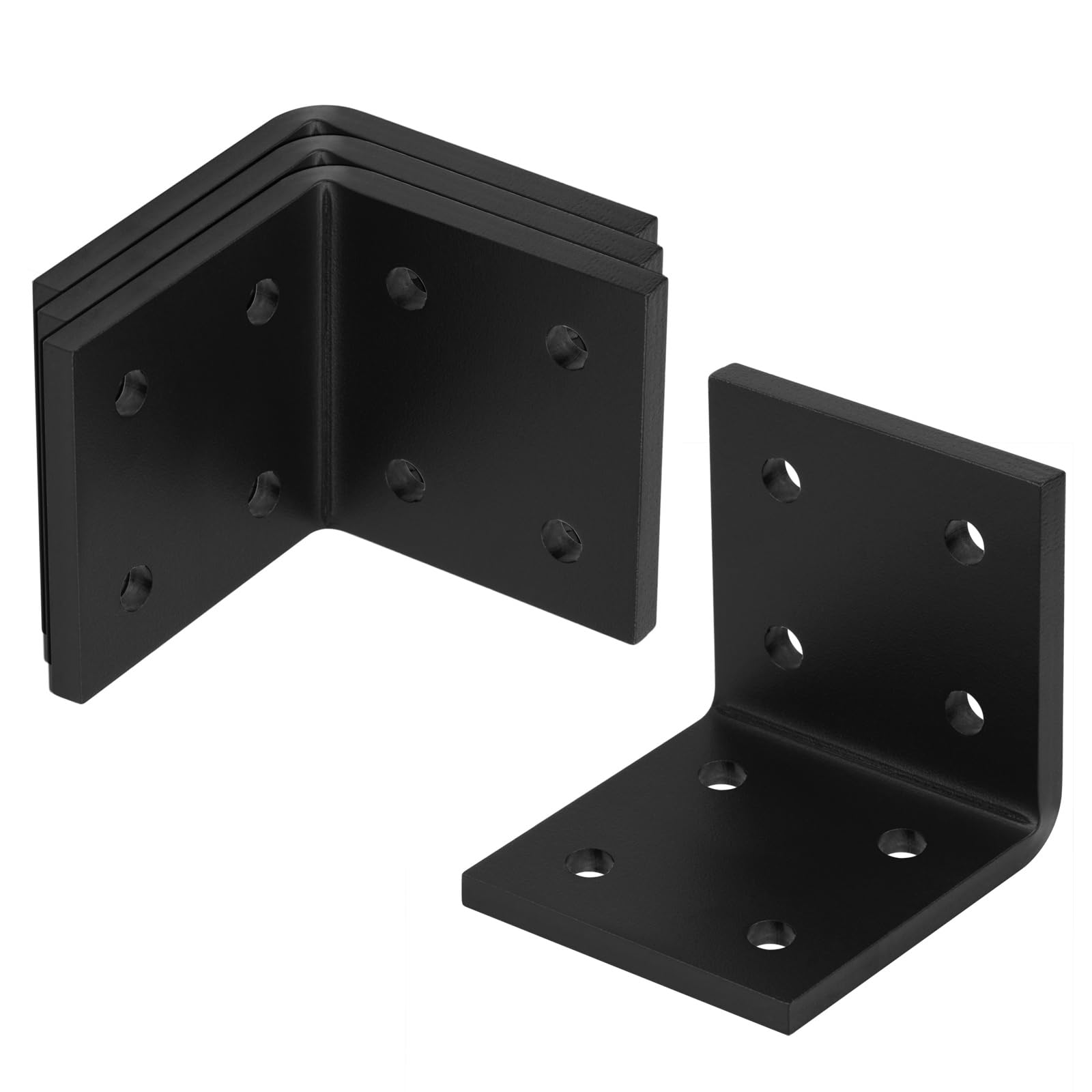 2 Staffe Angolari Squadrette Angolari Metallo per Legno in Acciaio Resistente da 3-12 Pollici, L, 90 Gradi, Supporto per Camino, Mensola a L, Spessore 6 mm, Carico Massimo 136 kg