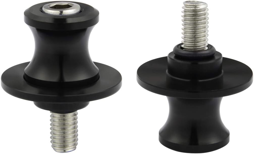 PBYMT 2pcs 8MM M8 X1.5 Motorcycle Swing Arm Spools Sliders CNC Swingarm Stand Screw Compatible for Ducati Triumph Kawasaki BMW Suzuki Honda (Black) : Automotive