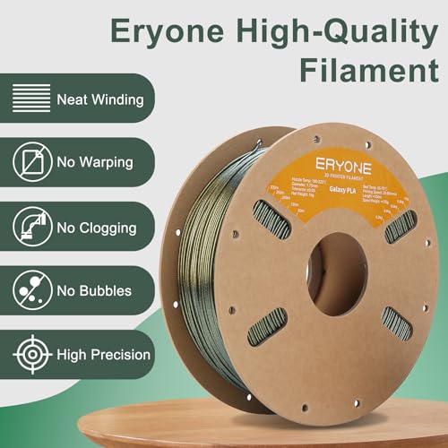 Image of ERYONE Glitter PLA Filament for 3D Printer, 1.75mm + /-0.03mm, 1kg(2.2LBS) /Spool, Omega Nebula (Gold)