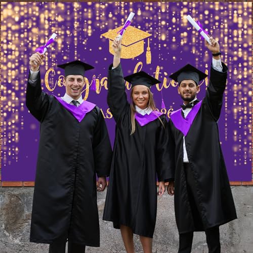 Fondo de graduación Mocsicka 10x7ft púrpura y dorado miniatura 6