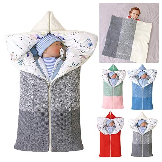 manta de cochecito de bebé, manta de bebé recién nacido saco de dormir cálido de invierno para bebés o niños de 0-12 meses (Gris)