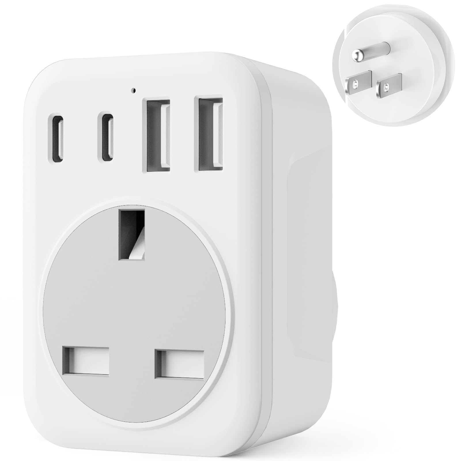 UK to US Plug Adapter, US Travel Adapter with 2 USB Ports and 2 USB C Ports, 5 in 1 US Plug Adapter for Canada, Thailand, Mexico(ype B)-image-45