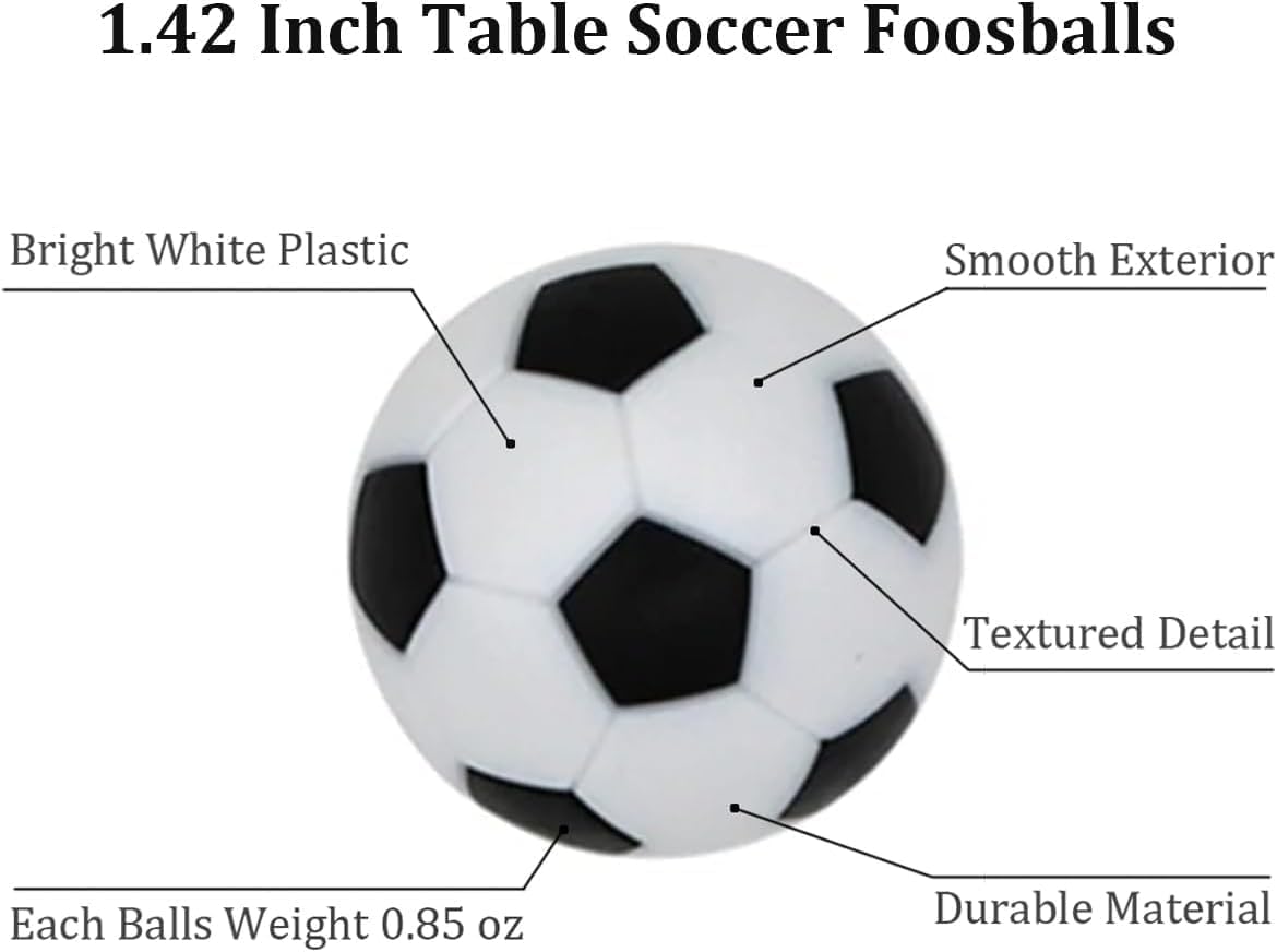 Leosportz Foosball Table Replacement Balls- 36mm Table Soccer Balls for Foosball | Tabletop Game Foosball Accessory | Football Table Accessories (Black and White, 4) 2