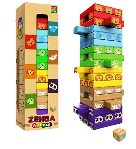 KIDSNEY Classic Animal Blocks Zenga, Colorful Stacking Tower Game, Wooden Building Blocks Puzzle 54 Pcs Toy for Kids (B0CX8WYZ15) Amazon Price History, Amazon Price Tracker