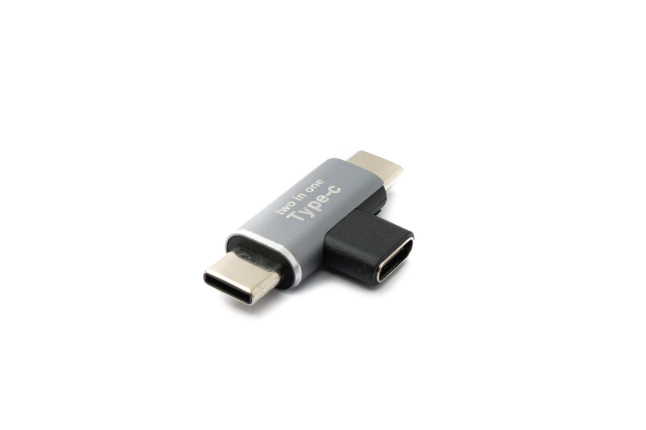 System-S USB 3.1 Y adapter typ C gniazdo na 2 x wtyczka kątowa kabel w kolorze szarym