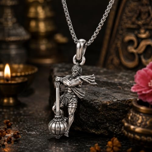 Image of Hanuman Locket for Men & Women | Spiritual Religious Pendant with Chain | Bajrangbali Hanuman Ji Kavach for Protection, Strength, Positive Energy & Devotional Wear Unisex