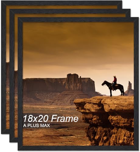 A PLUS MAX 18x20 Picture Frame Set of 3 Black Light Weight Wall Mount