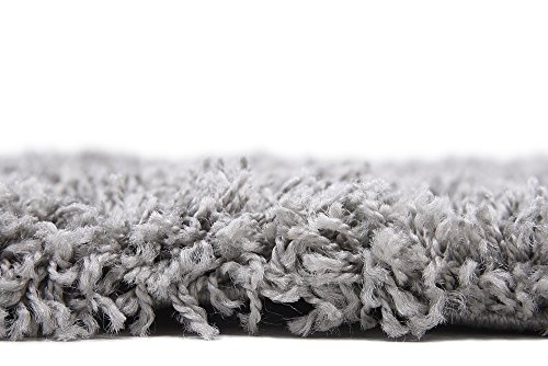 Image of Shaggy Polyester Microfiber Round Rug Carpet for Living Room | Ultra Soft Fluffy Plush Area Rug | Anti-Skid Non-Slip Backing | Washable Carpet for Bedroom- (3x3 feet, Ring Silver, Round)