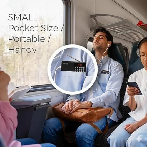 Image of Fire Turtle Pocket Blast FM Radio with Bluetooth Speaker with Powerful Sound,FM Recording, Antenna, 6w-12 Hours and Number Pad (AUX, SD Card, USB Input) (Black FM Speaker)