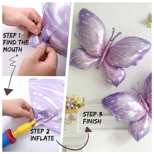 Spring Floral Butterfly Balloon Arch Kit,137Pcs Pastel Lavender Purple Yellow Balloon Garland with Daisy,Butterfly Foil Balloons for Wildflower Fairy Baby Shower Birthday Garden Tea Party Decorations - Image 9