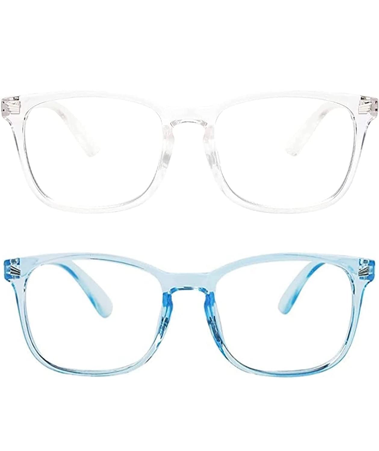 IFLASH Blue Light Blocking Glasses Gaming Filter Transparent Square Eyeglasses for Eye Protection Men Women Computer/Tablet/Laptop/Mobile/TV Anti-blue & Anti eyestrain (TRANSPARENT & BLUE) (B0CX22SQT2) Amazon Price History, Amazon Price Tracker